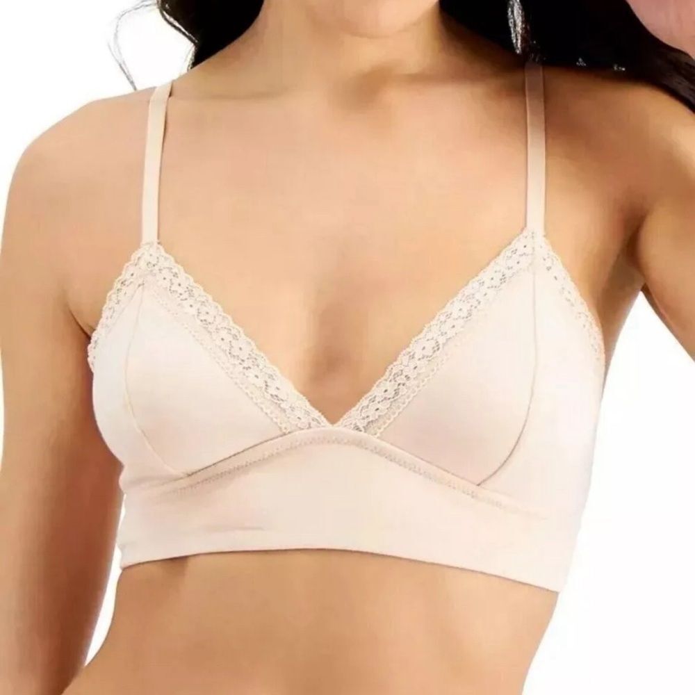 JENNI On Repeat Wide Lace Bralette in Chai sizes M, and L available.